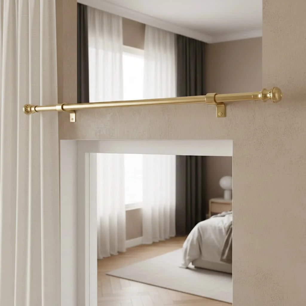 L-shaped curtain rod for corner window