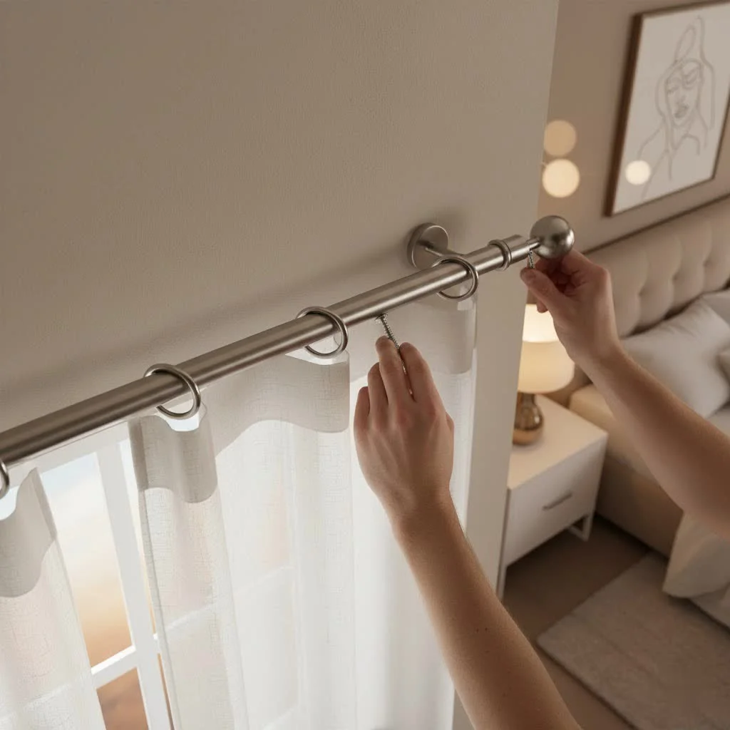 Decorative curtain rod with elegant finials